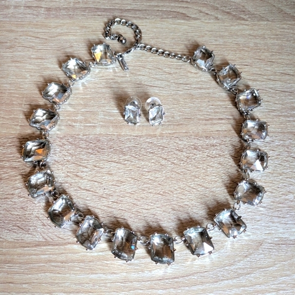 WHBM Elegant Silver Necklace and Earring Set